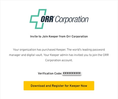 Keeper invite email