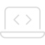 Laptop with code symbols on it