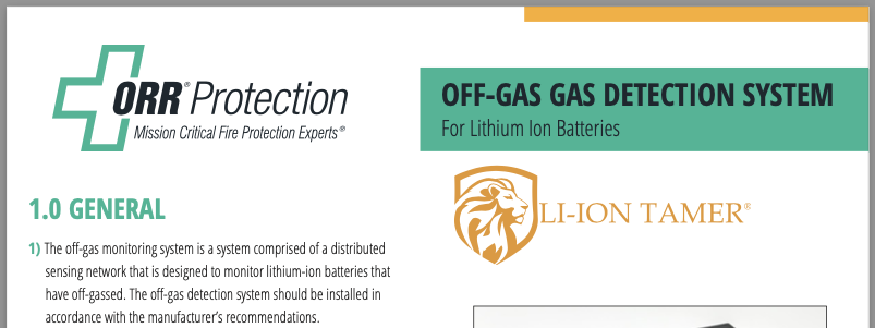 Off-gas Detection Systems for Lithium Ion Batteries